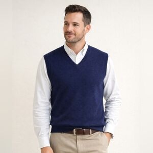 Turnbury Est. 1980 Extra Fine Merino Wool Sweater Navy Vest Large